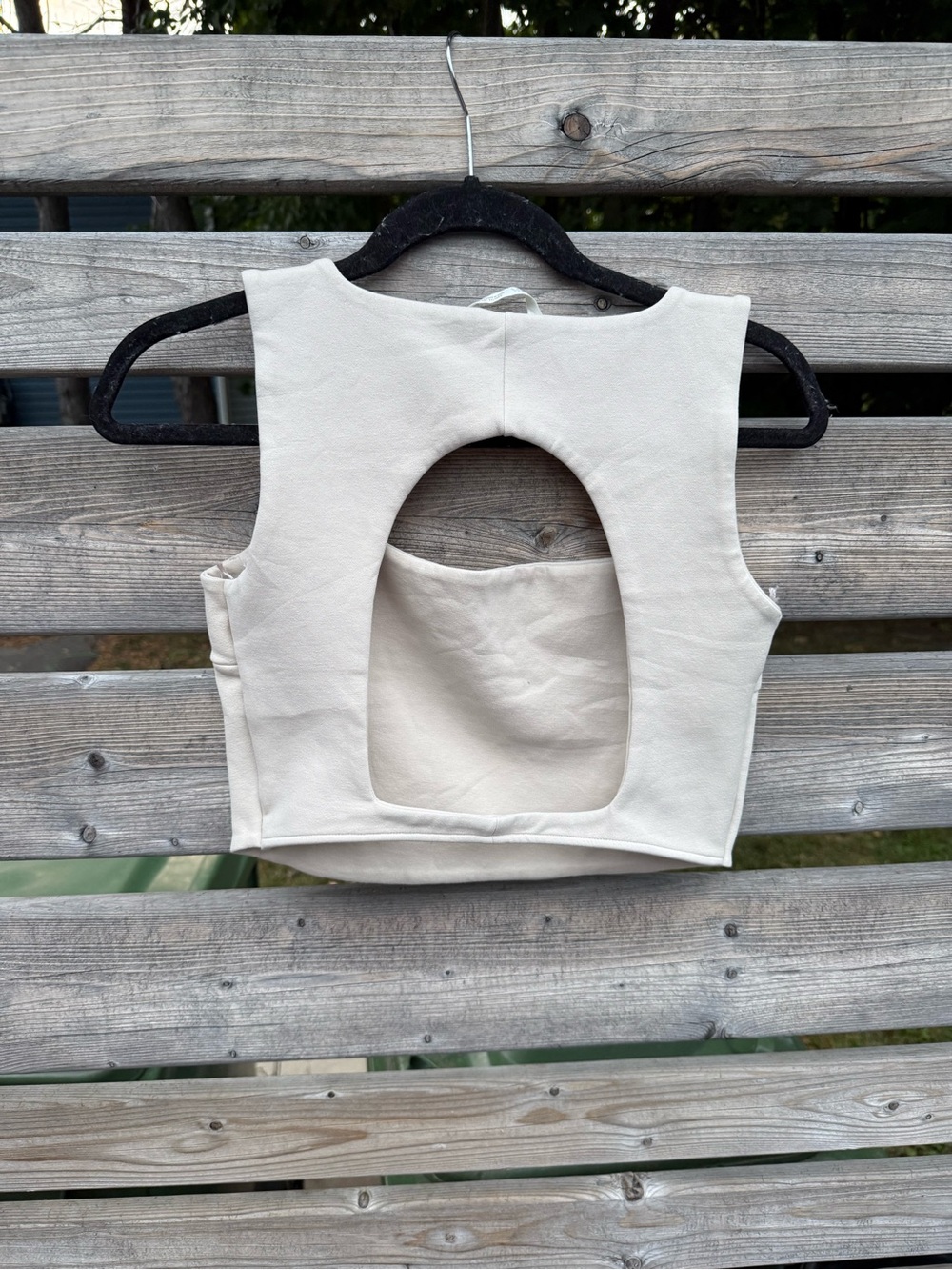 Beige Back Cutout Square Neck Crop Top - Women - Picture 2 of 4